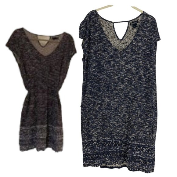 Lucky Brand  Blue Abstract Patterned Scoop Neck Jersey Midi Dress M - Picture 2 of 16